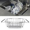  Kitchen Sink Dish Rack with Chopsticks Holder Stainless Steel Expandable Dish Drying Draining Basket 