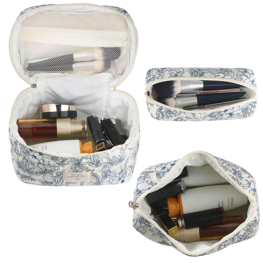 3Pcs Floral Travel Makeup Pouch Large Capacity Makeup Organizer Storage Bag with Zipper Cosmetic Organizer Case for Women Girls