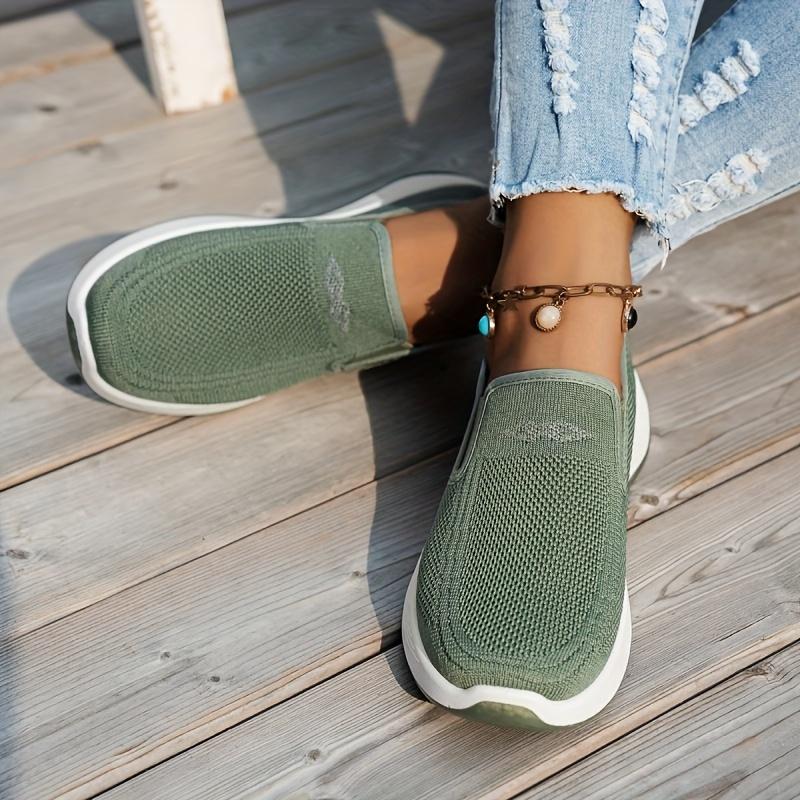 Women's Breathable Knit Slip-On Sneakers Lightweight, Comfortable Walking Shoes for All-Season Casual Outdoor Activities
