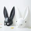 Black White Rabbit Bunny Mask Bunny Half Long Ears Masquerade Mask for Halloween Birthday Party Easter Costume Accessory