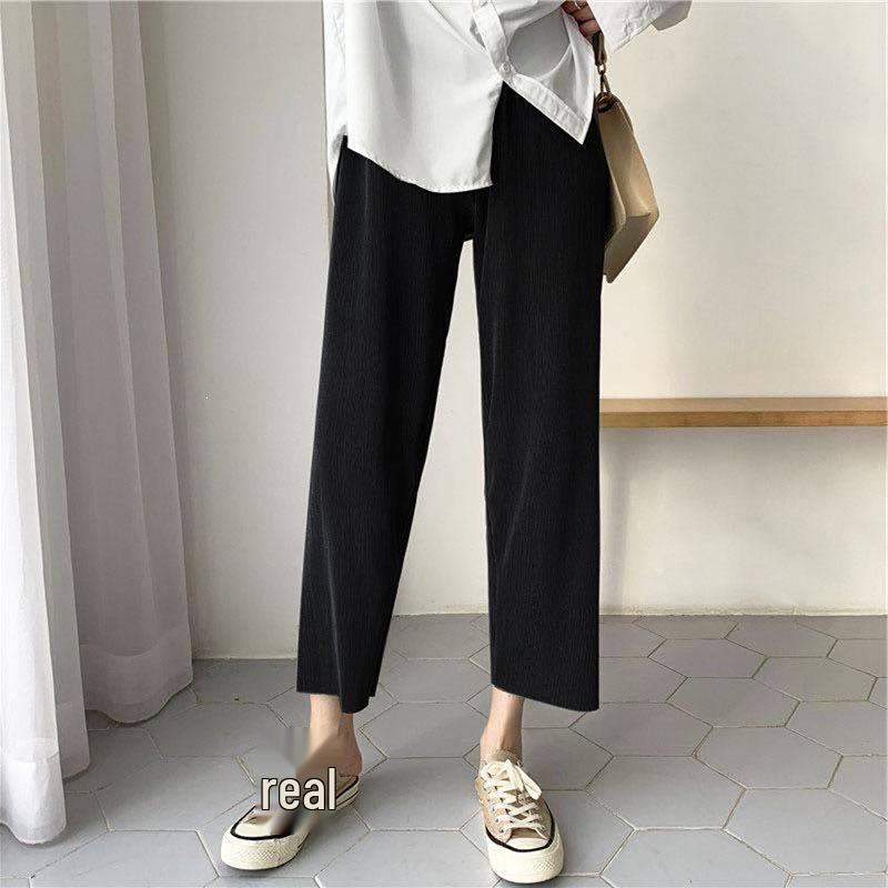 

2026 Summer Maternity Ice Silk Wide-Leg Slimming Drape Straight-Leg Sports Mosquito Repellent Cropped Outerwear Pants 2XL