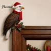 Winter Bird Door Ornament Wooden Topper, Cute Christmas Corner Statue, Woodland Animal Frame Festive Home Wall Decor Art Sign for Holiday Window