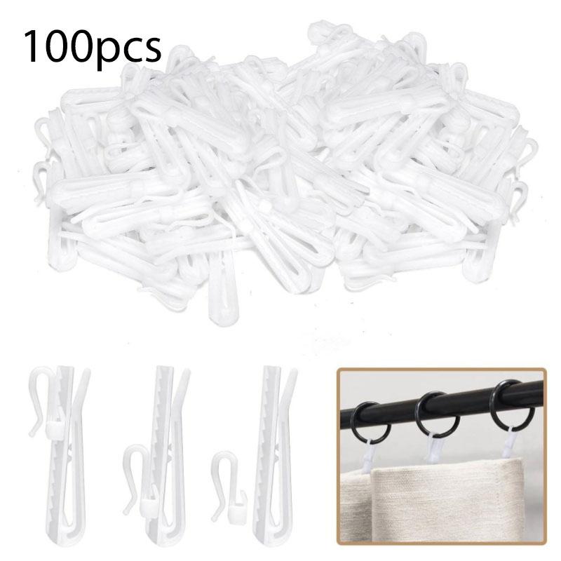 50/80/100 PCS Curtain Hanging Hooks Adjustable Hook Ring Window White Curtain Hook Holder For Home Curtain High Quality 7cm