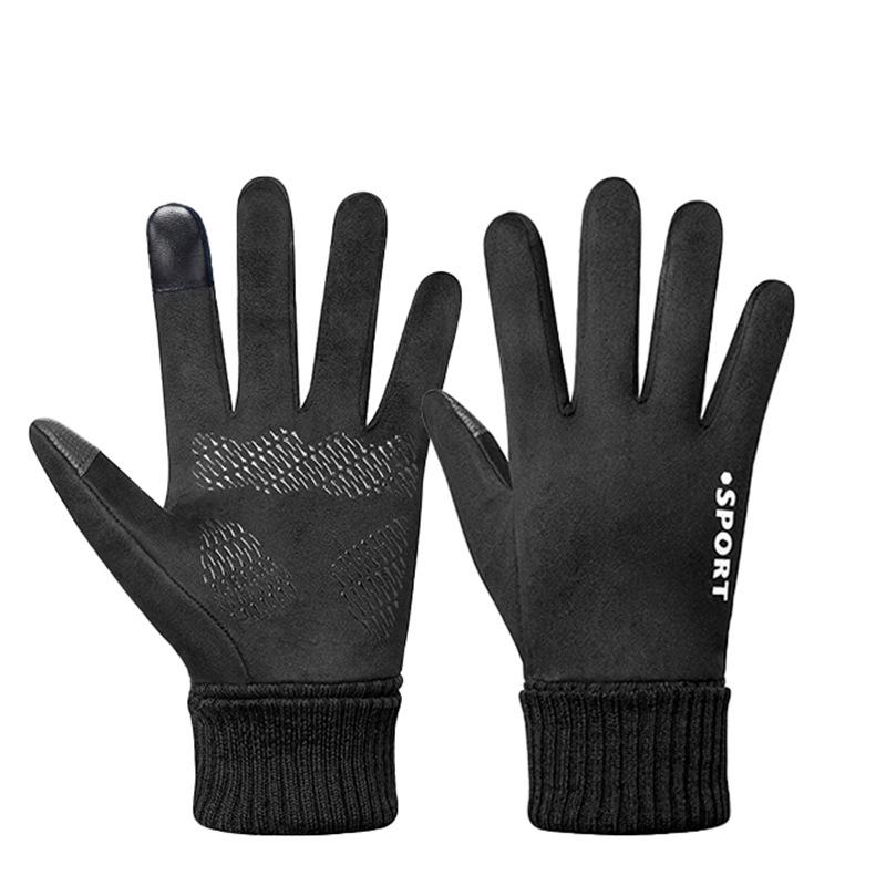 Men's Suede Plush Windproof Touchscreen Gloves for Autumn/Winter: Warm, Non-slip, Ideal for Hiking, Cycling, Driving, and Running