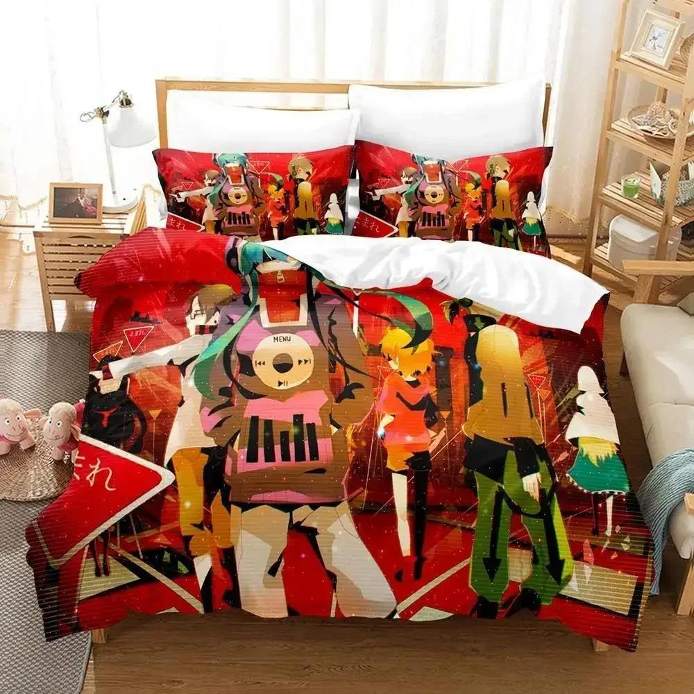 Kagerou Project Bettwäsche-Set, Einzelbett, Doppelbett, Queensize-Bett, Kingsize-Bett, Bettbezug-Set für Erwachsene und Kinder, 3D-Anime-Bettlaken-Set