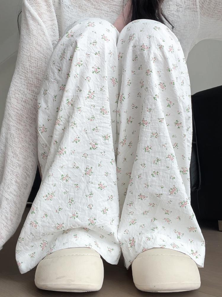 Women's Floral Yamamoto High-Waist Loose White Pants, Autumn 2025 Collection - Relaxed Narrow & Wide Leg.