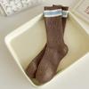5 Paar Damen Herbst- und Winter-Mittelrohrsocken mit zwei Streifen