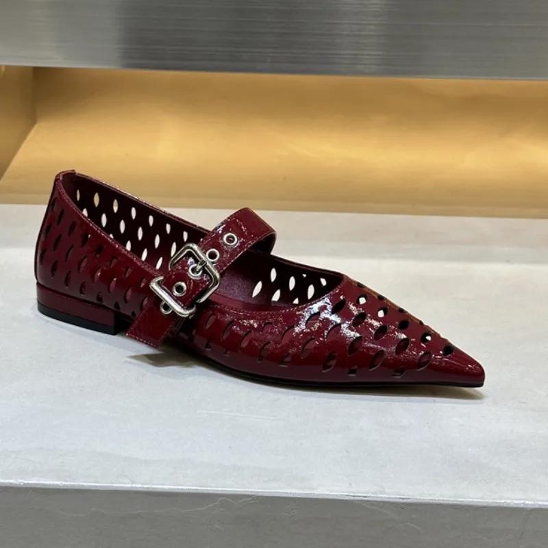 Fashion 2025 New Plus Size Mary Jane Women's Flats Outdoor Buckle Strap Hollow Everyday Daily Office Fashion Versatile Comfortable Shoes