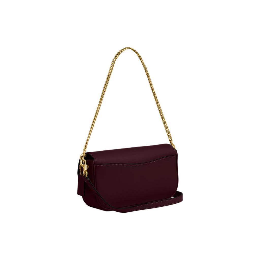 Coach Brook Flap 25 Metall-Logo Kettenriemen Verschluss Leder Schultertasche Mittel Merlot Damen Schultertasche CAN90-B4MER