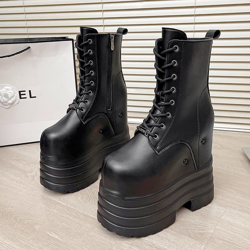 Fashion 20 CM Women Platform Boots Casual Outdoor Shoes Chunky Simple Design Ankle Boots Cool Nightclub Party Cosplay Shoes