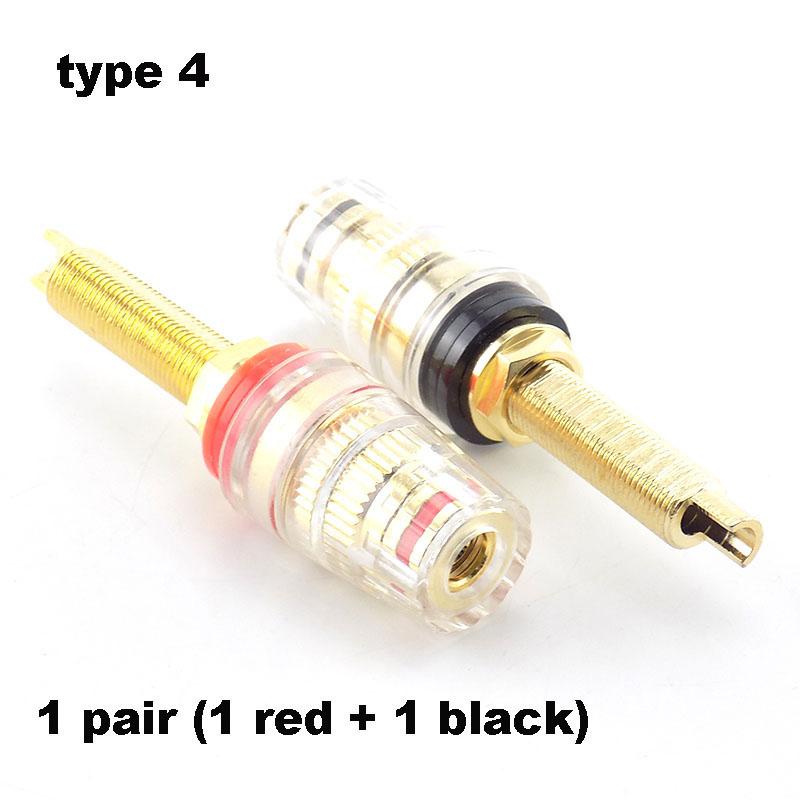 5 types red black Terminal Amplifier Speaker Brass Gold Plated 4mm Banana jack Plug Audio Socket Binding Post Power Connector