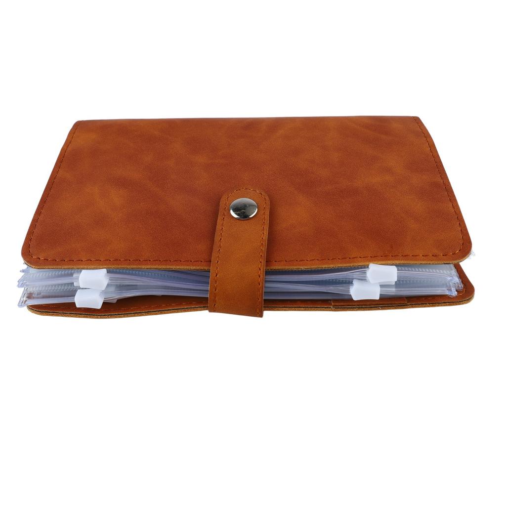 Budget Binder A6 Multiple Pockets Stainless Steel Rings PU Leather Cover Portfolio Binder for Office School Business