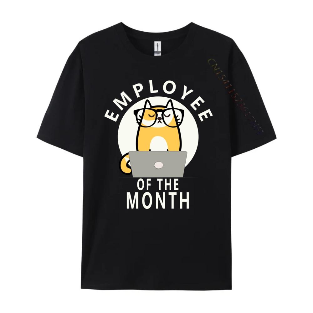 Funny Employee Of The Month Work From Home Cat Computer Designer Clothes Men Youth Limited Time Special White T Shirt