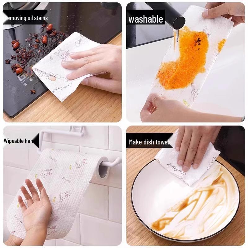Lazy Rags Thickened Disposable Kitchen Towels: Large, Absorbent, Non-Stick, Lint-Free for Dry/Wet Use.