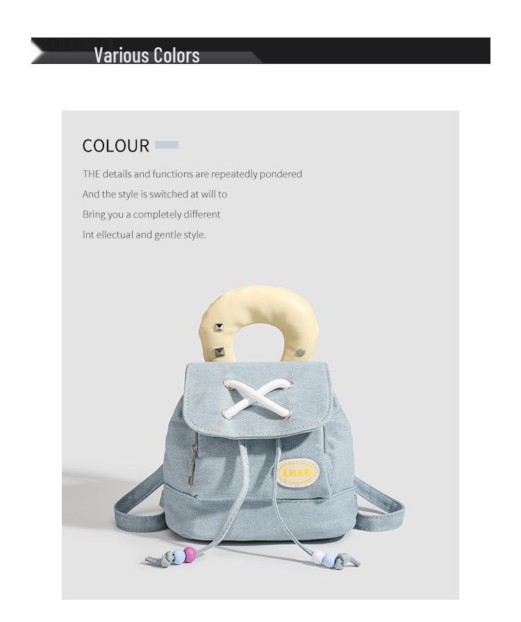 2025 Trendy Women's Denim Color Block Backpack - College Style Handbag & Shoulder Bag