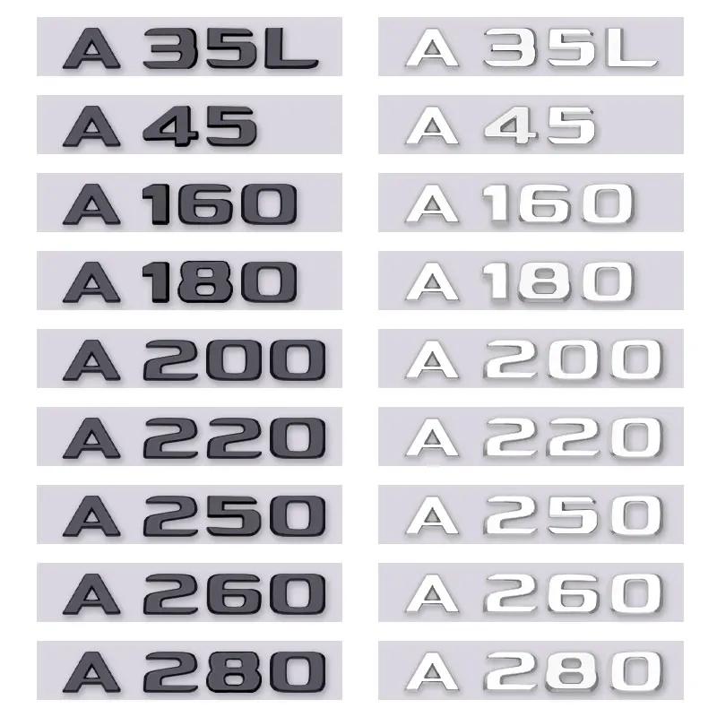 

A45 A160 A180 A200 A220 A250 A260 A280 A35L letter logo car sticker for mercedes benz A class refit rear boot label trunk badge bright black&A45