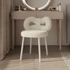 Vanity Stool with Bowknot Backrest Living Room Women Girls Bedroom Makeup Chair Adjustable Foot Pads Armless Dressing Chair Side Table Seat