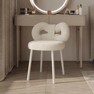 Vanity Stool with Bowknot Backrest Living Room Women Girls Bedroom Makeup Chair Adjustable Foot Pads Armless Dressing Chair Side Table Seat