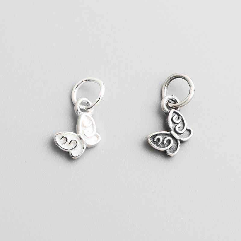 S925 Sterling Silver Retro Butterfly Pendant for DIY Jewelry