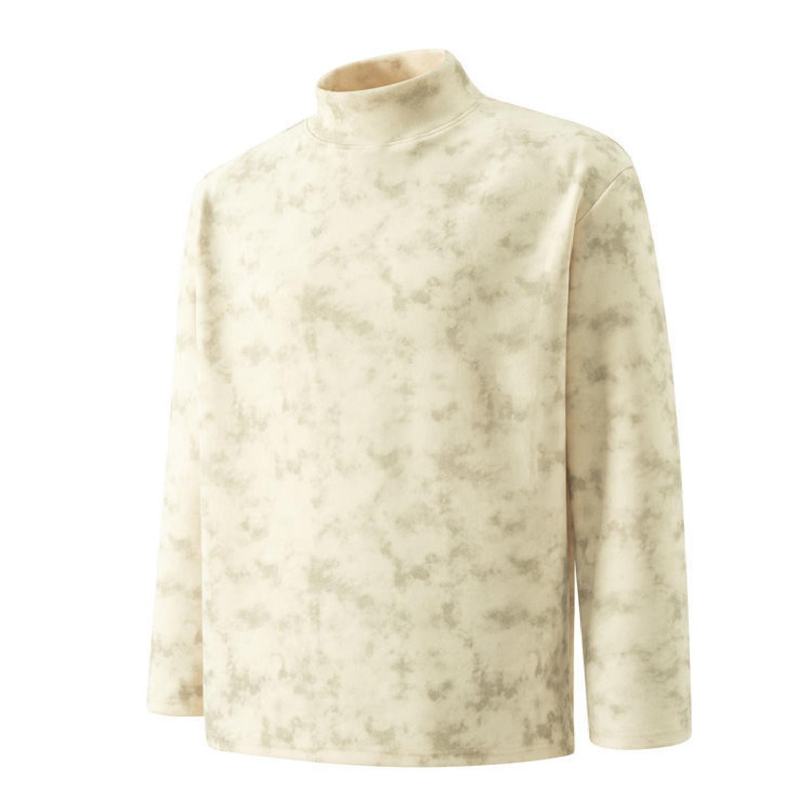 

Men s Trendy American Retro Tie-dyed German Velvet Long-sleeved T-shirt, Men s Thickened Warm Casual Semi-high Neck Pullover Hoodie L бежевий