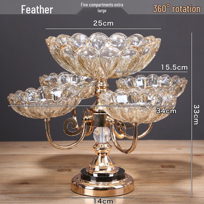 Naijiang European American Style Crystal Glass Rotating Fruit Plate