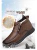 2025 Men's High-Top Leather Business Formal Casual Warm Cotton Shoes for Autumn/Winter