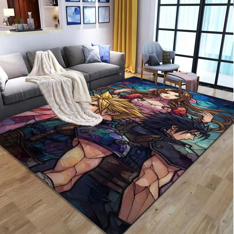 Final Fantasy Pattern Rug, Indoor/Outdoor Mat, for Picnic, Gameroom, Bedroom, Office, Living Room, Home Decor Carpet, Birthday Gift