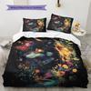 Floral wolf  Pattern Bedding Quilt Set Quilt Cover Pillowcase Home Decoration  Gift (1 * duvet cover + 2 * pillowcase, without core)
