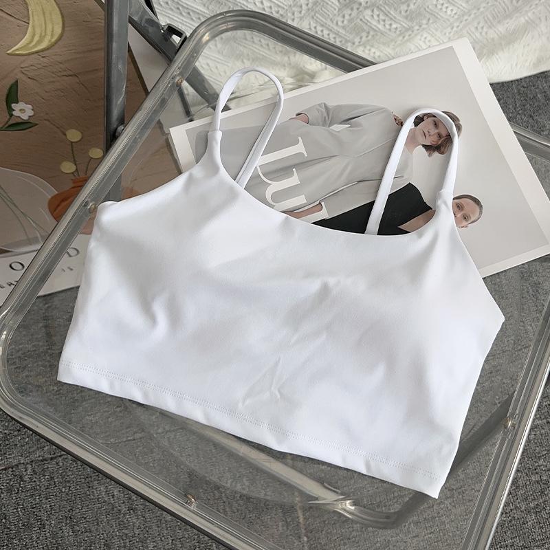 

Майка с U-образной спиной и ощущением обнажённости: Женский сексуальный спортивный жилет на тонких бретелях для фитнеса и йоги на открытом воздухе Medium белый