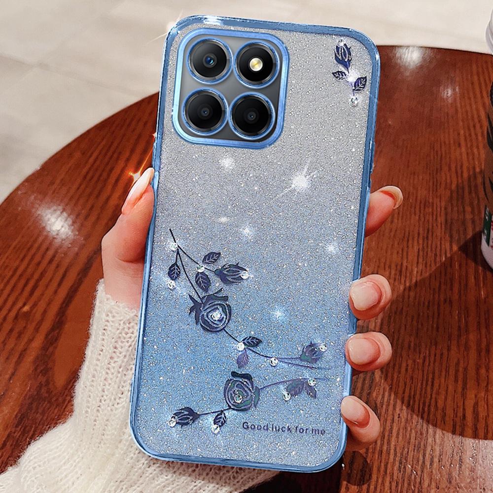 

KADEM For Honor X6b 4G Case Flower TPU Flexible Gradient Phone Cover Blue