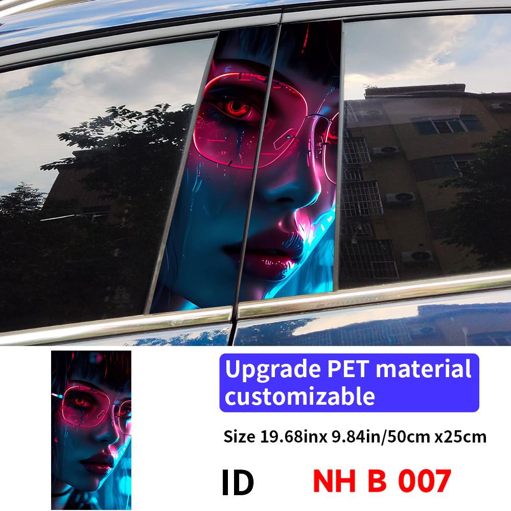 Cyberpunk Girl Car Stickers Waterproof DIY Auto B-pillar Protective Decor Cover Scratches Universal Vehicle Decals Accessories