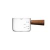 Heat-Resistant Glass Milk Jug with Wooden Handle & Measurement Markings, Ideal for Coffee, Baking & Household Use