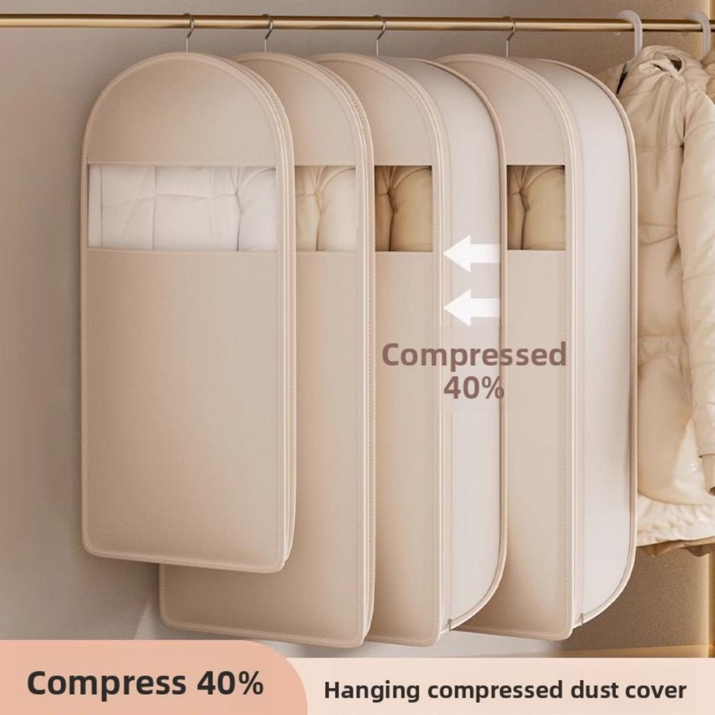 New Down Jacket Compression Dust Cover Wardrobe Clothes Dust Bag - Hanging Household Transparent Garment Hanger Bags, Space Saving Storage Organizer