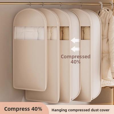 New Down Jacket Compression Dust Cover Wardrobe Clothes Dust Bag - Hanging Household Transparent Garment Hanger Bags, Space Saving Storage Organizer