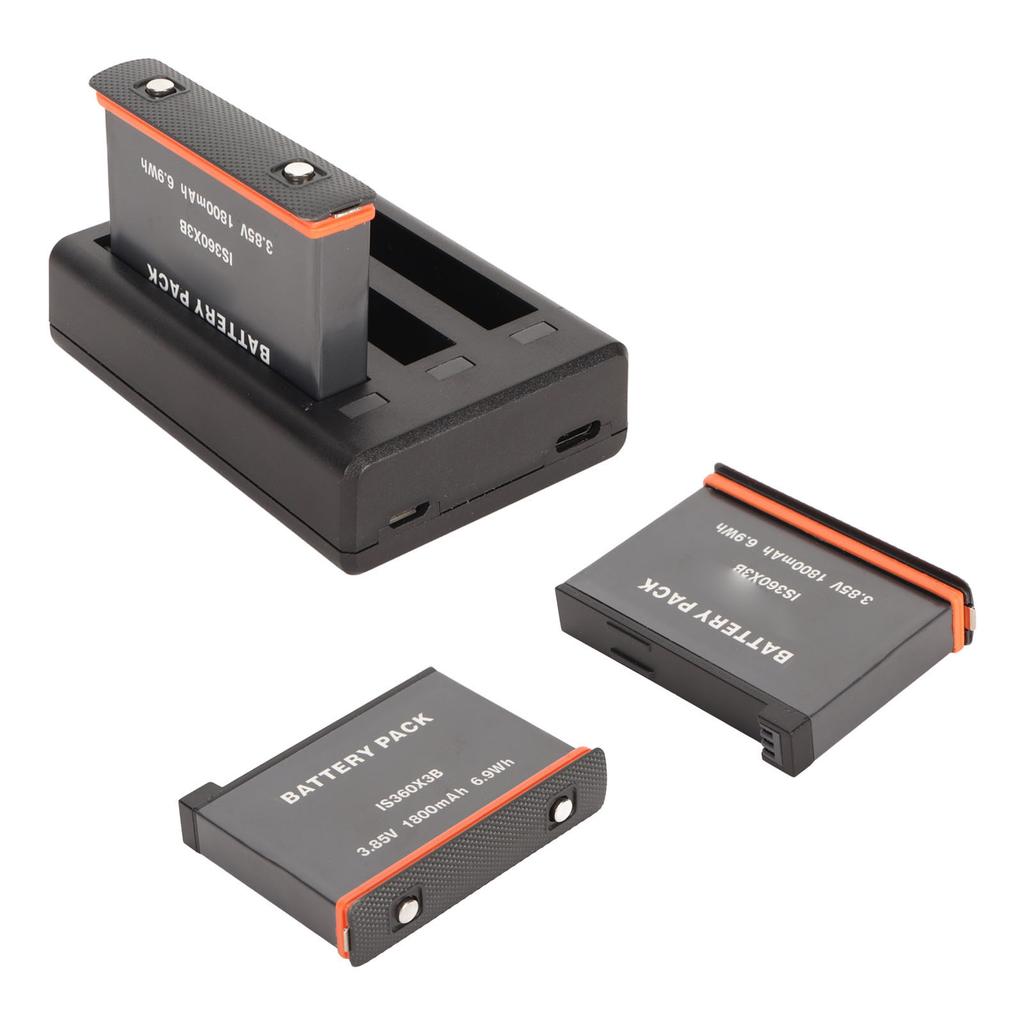 Action Camera Battery Charger 3 Slots Charger for Insta 360 X3 with Type C Charge Cable and 3pcs