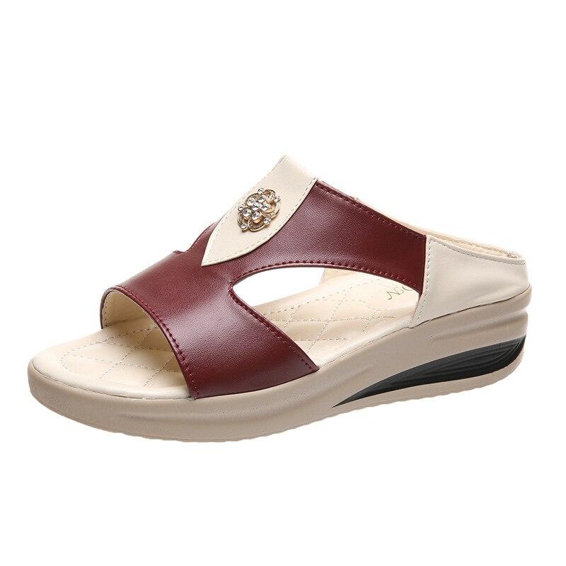 Letní móda Dámy Sandály na klínu Pláž Neformální Ženy Boty s otevřenou špičkou se silnou podrážkou Dámské Smíšené barvy Sandály