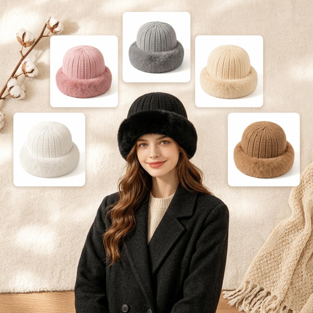 Windproof Knit Beanie Hat Cold-Resistant Warm Knitted Cap Stylish Slouchy Winter Hat  Outdoor Wear