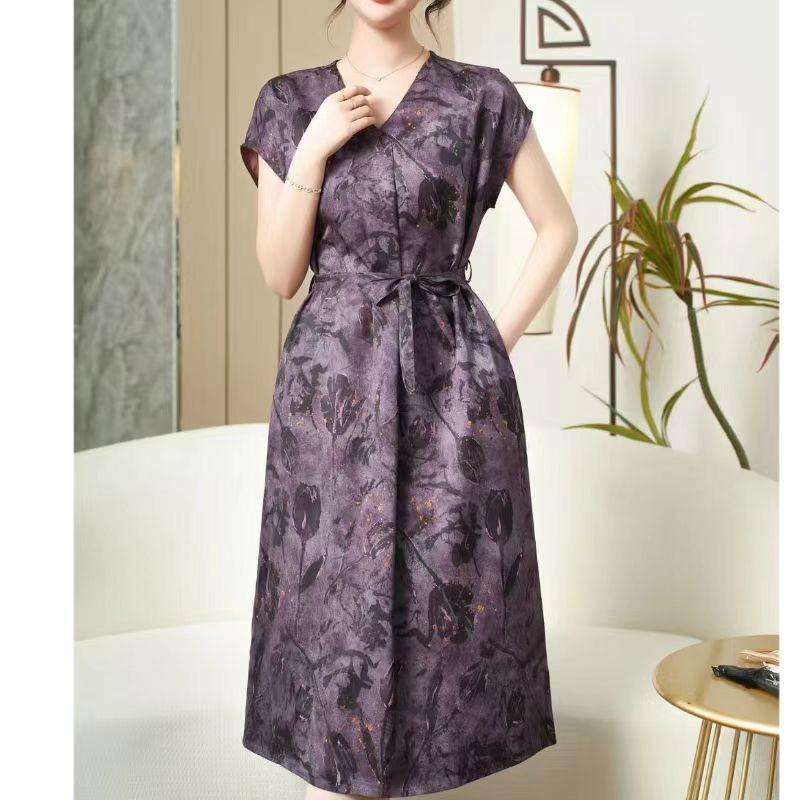 

2026 Summer Women s Purple A-Line High-Waisted Slimming Midi Skirt XL (for 90-115 jin)
