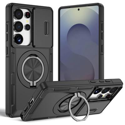 Shock Proof Slide Lens Magnetic Case for Samsung Galaxy S25 Ultra S26 Plus S24 A17 5G A56 A36 A16 A26 Kickstand Ring Cover