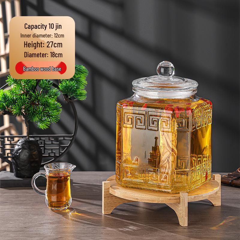 Luxury Sealed Wine & Baijiu Soaking Jar with Faucet for Household Use
