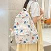 Cute Bear Cartoon Rocket Star Cloud Crown Print Student Backpack For School