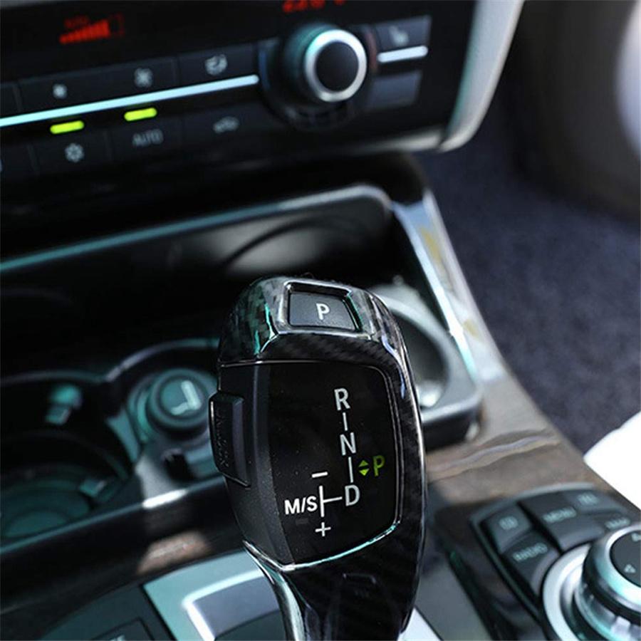 Black Carbon Fiber Look Gear Shifter Trim Cover For BMW 1 3 5 7 Series X3 X4 X5