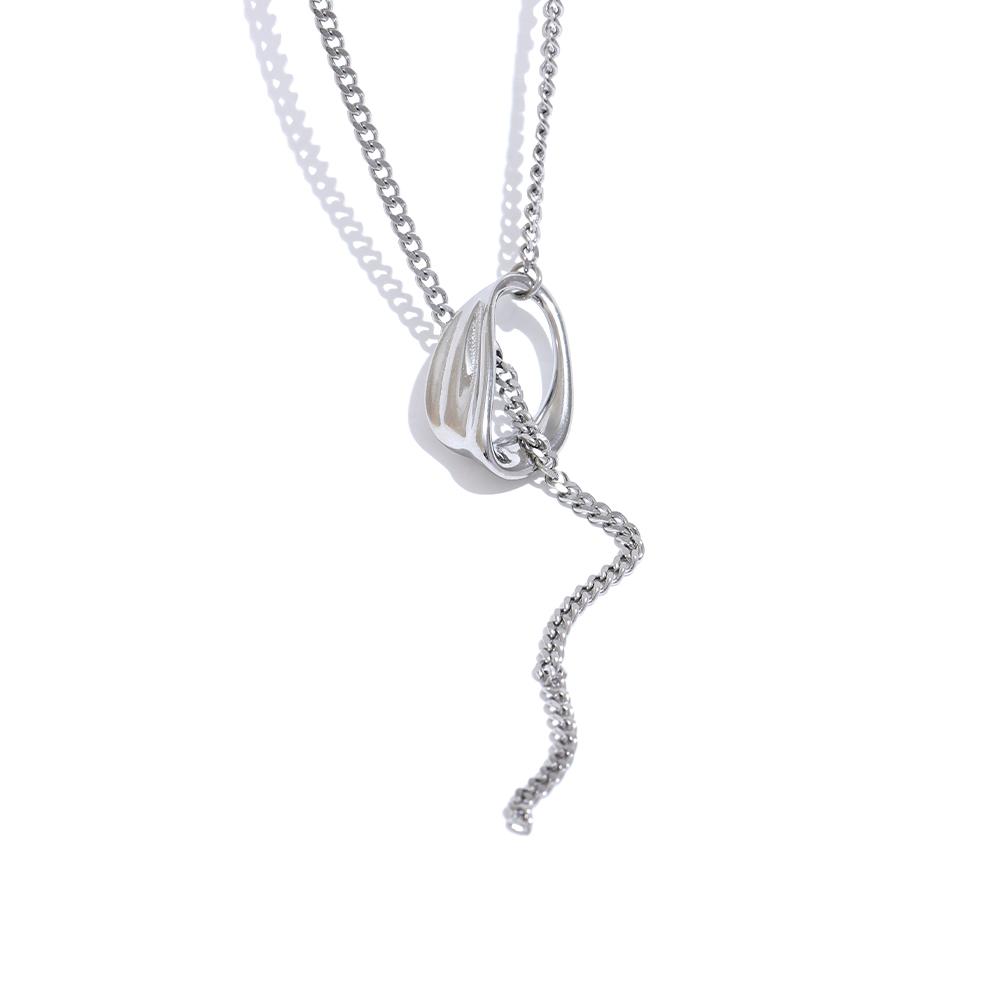 

Yhpup Stainless Steel Adjustable Long Chain Fashion Necklace Waterproof Stain Less Metal Geometric Distinctive Jewelry Women New
