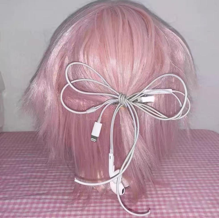 Headphone Wire Bow Hair Clip Korean Fashion Harajuku Cute Upcycled Aesthetic Hair Accessories Girls Hair Pin Hair Accessories