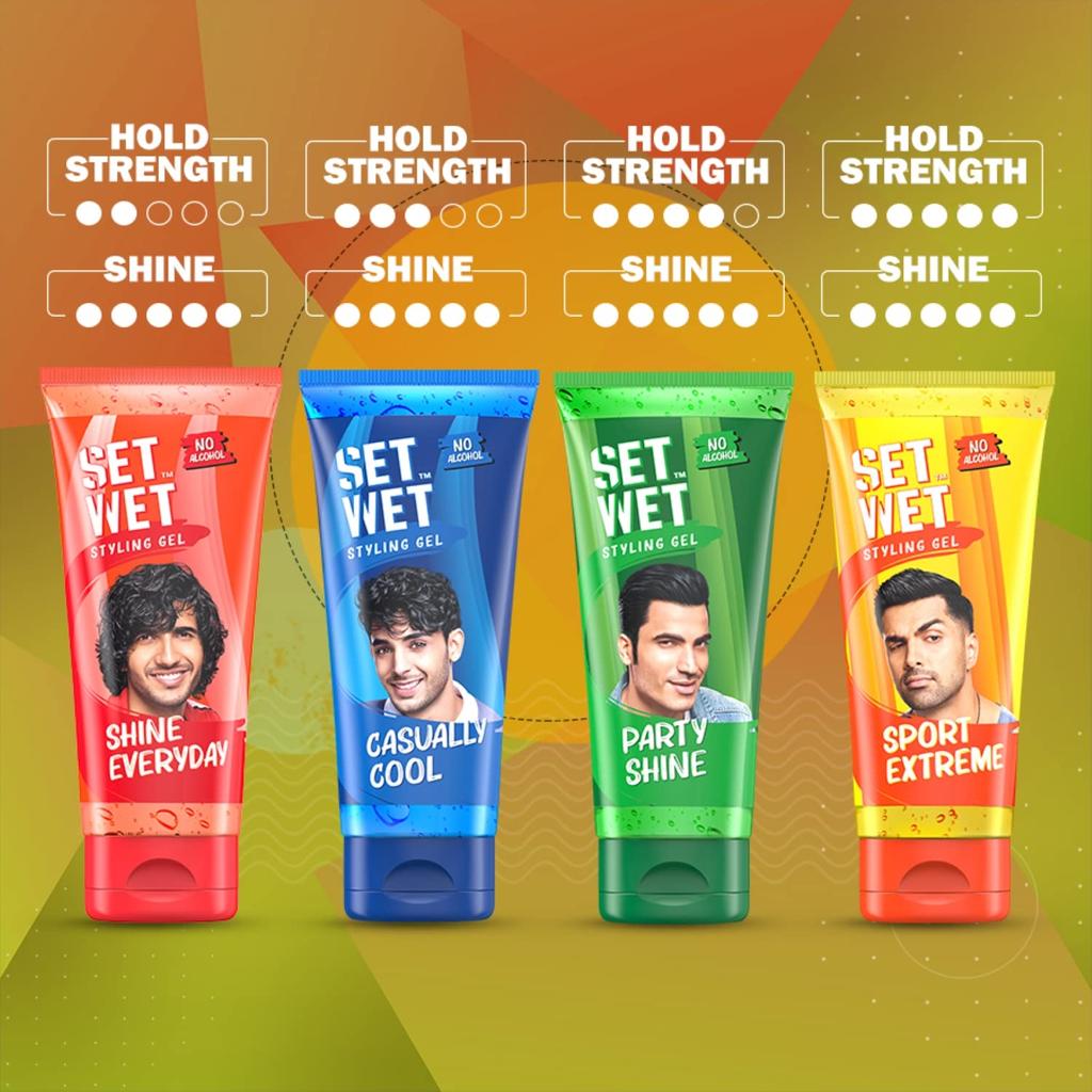 Set Wet Styling Hair Gel for Men - Shine Everyday | Light Hold, High Shine | No Alcohol, No Sulphate