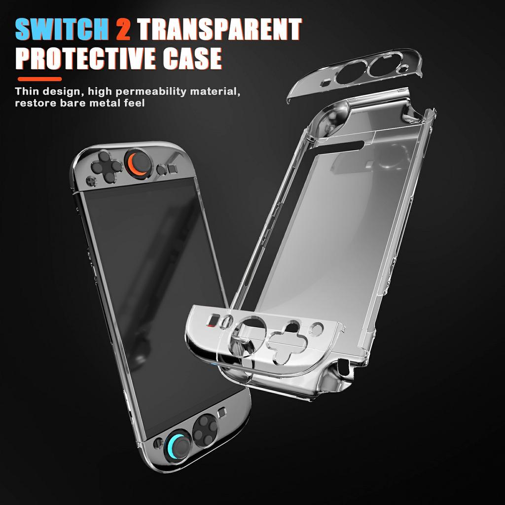 For Nintendo Switch 2 Protective Case Gaming Console Transparent PC Shockproof Cover