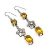 Natural Citrine Gemstone Handmade 925 Sterling Silver Jewelry Earring 2.76" AE-11876