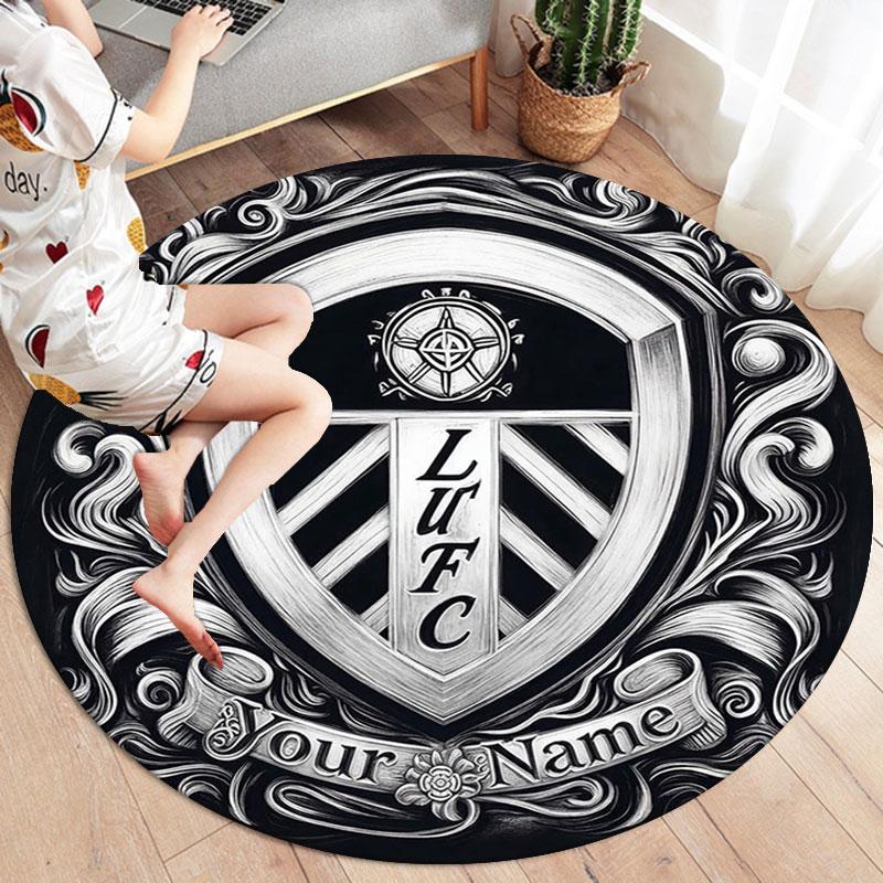 Leeds United Custom Name Round Area Rug,Carpet Rug for Living Room Bedroom Sofa Playroom Decor,Non-slip Floor Mat