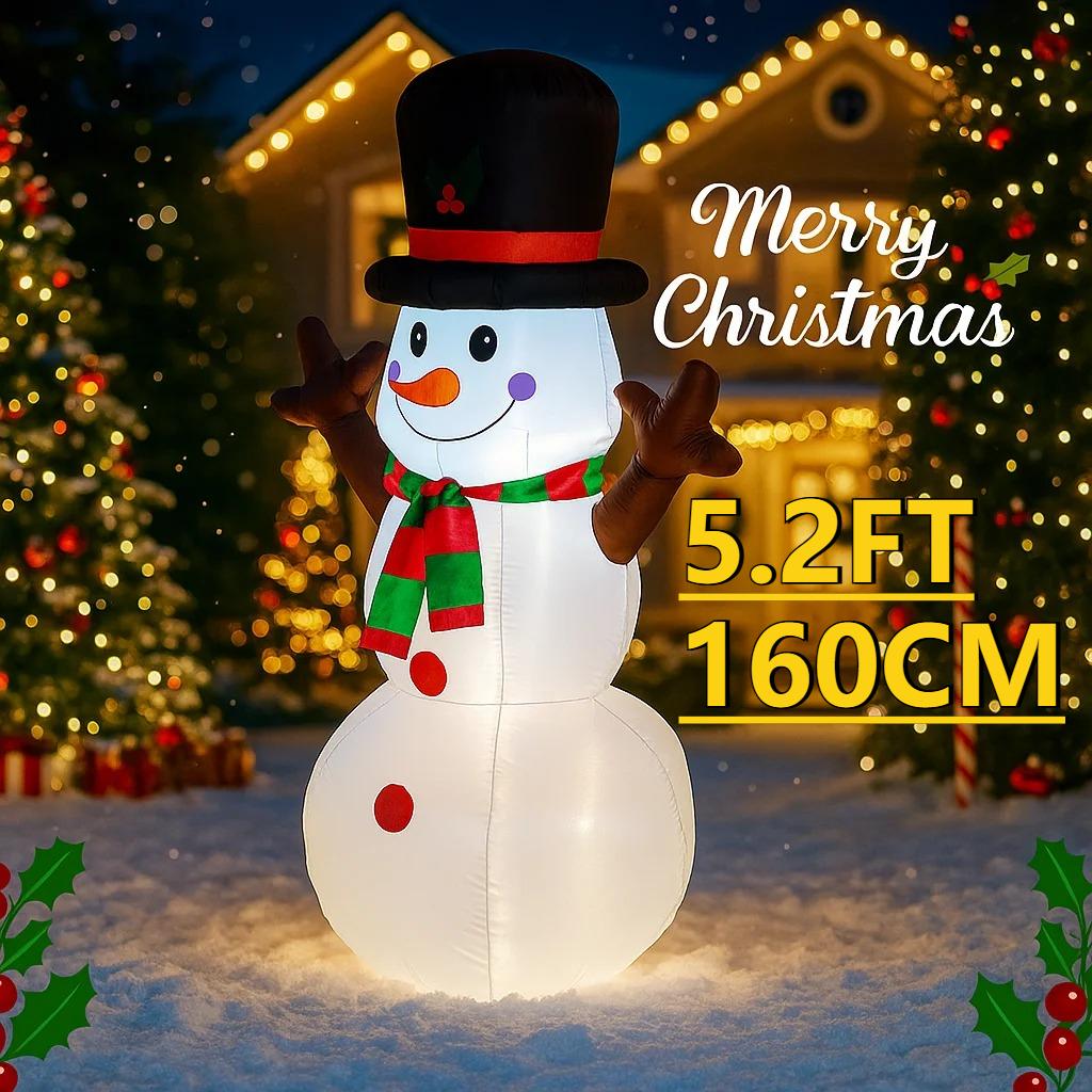5.2FT LED Inflatable Xmas Yard Decor Snowman Toy Gift Christmas Outdoor Home Decorations Ornament Festive Supplies Holiday Decor
