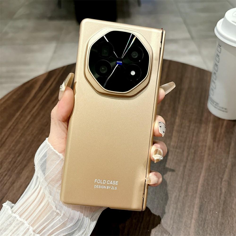

For vivo X Fold5 5G Case Hard PC Phone Cover with Tempered Glass Screen Protector Gold